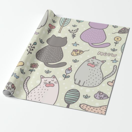 Kattenpatroon Cadeaupapier (Uitgerold)