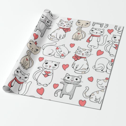 Kattenpatroon Cadeaupapier (Uitgerold)