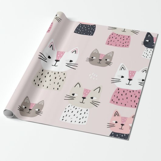 Kattenpatroon Cadeaupapier (Uitgerold)