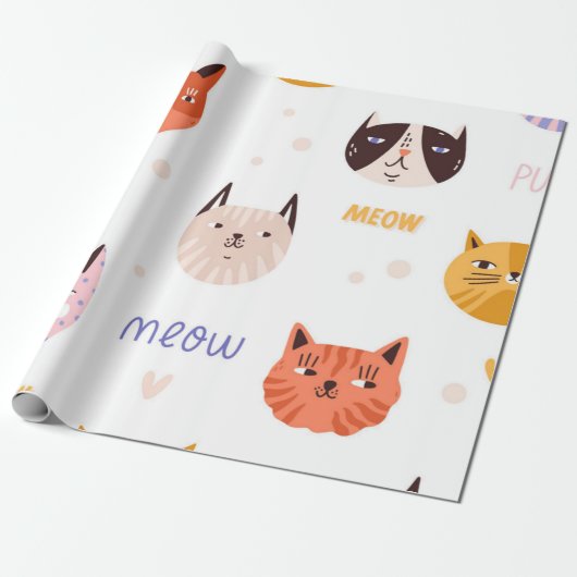Kattenpatroon Cadeaupapier (Uitgerold)