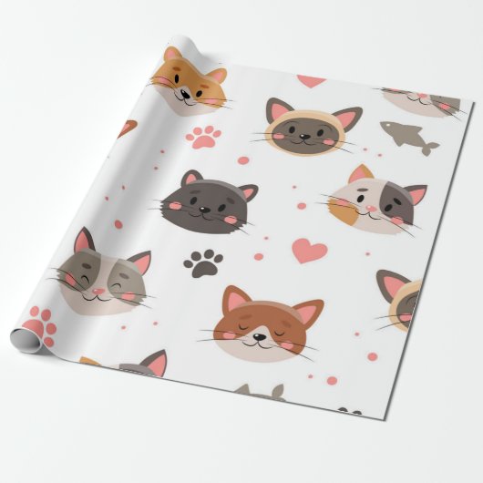 Kattenpatroon Cadeaupapier (Uitgerold)