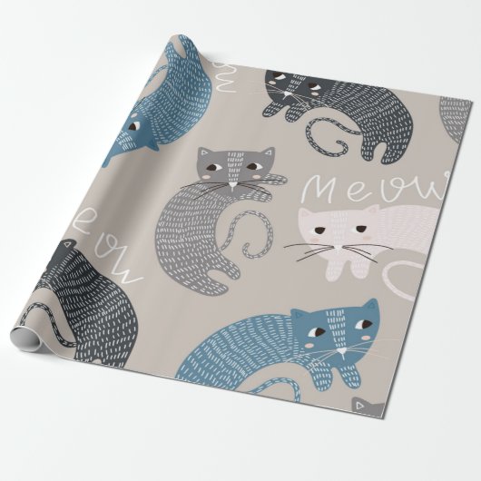 Kattenpatroon Cadeaupapier (Uitgerold)