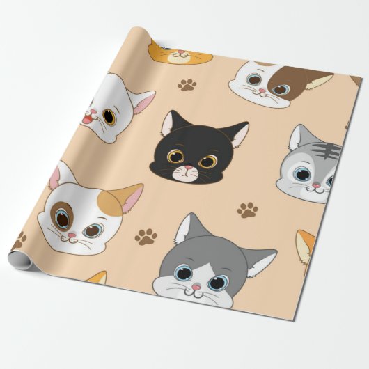 Kattenpatroon Cadeaupapier (Uitgerold)
