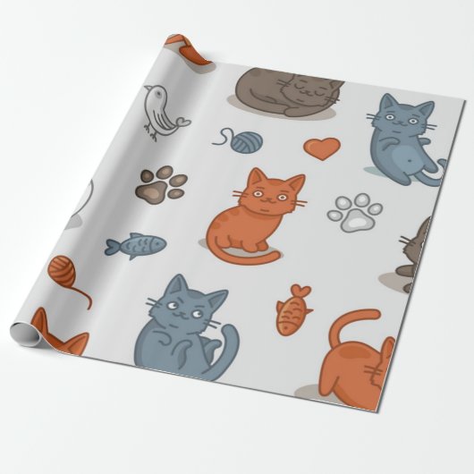 Kattenpatroon Cadeaupapier (Uitgerold)