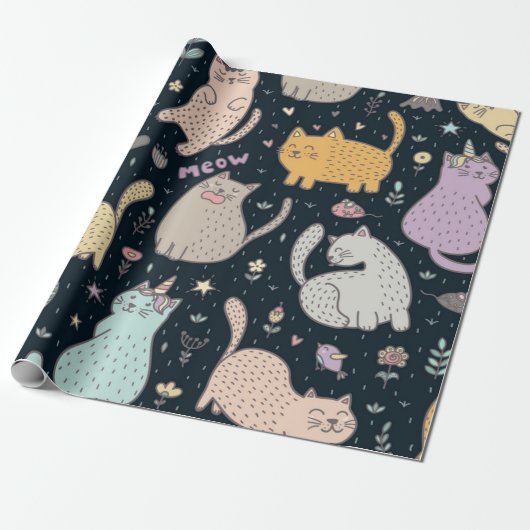 Kattenpatroon Cadeaupapier (Uitgerold)