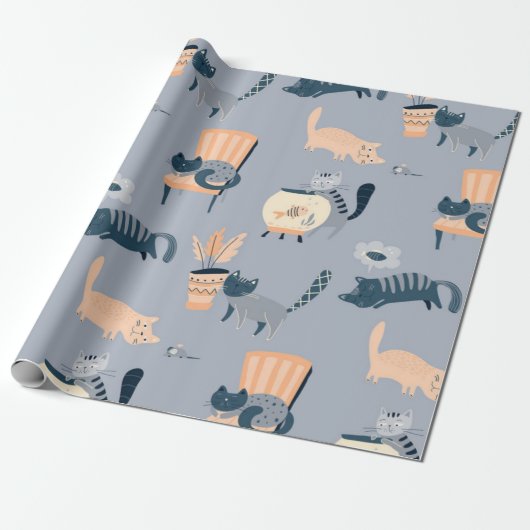 Kattenpatroon Cadeaupapier (Uitgerold)
