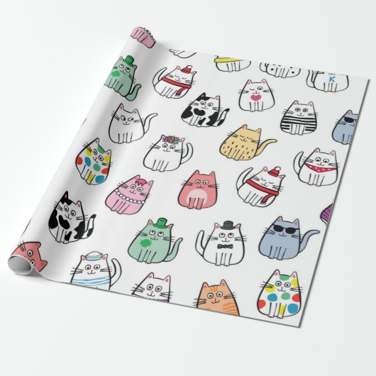 Kattenpatroon Cadeaupapier (Uitgerold)