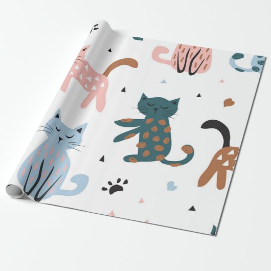 Kattenpatroon Cadeaupapier (Uitgerold)