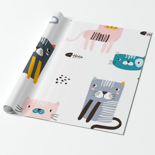 Kattenpatroon Cadeaupapier (Uitgerold)