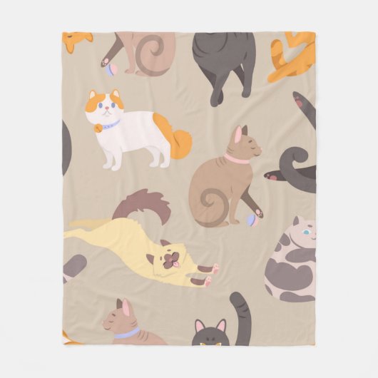 Kattenpatroon Fleece Deken (Voorkant)