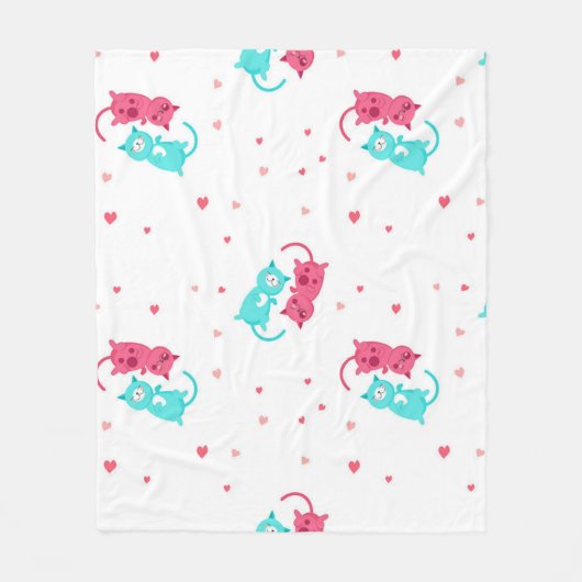 Kattenpatroon Fleece Deken (Voorkant)