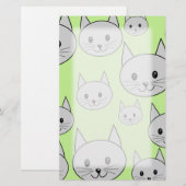 Kattenpatroon in groen en grijs. briefpapier (Voorkant / Achterkant)