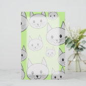 Kattenpatroon in groen en grijs. briefpapier (Staand voorkant)