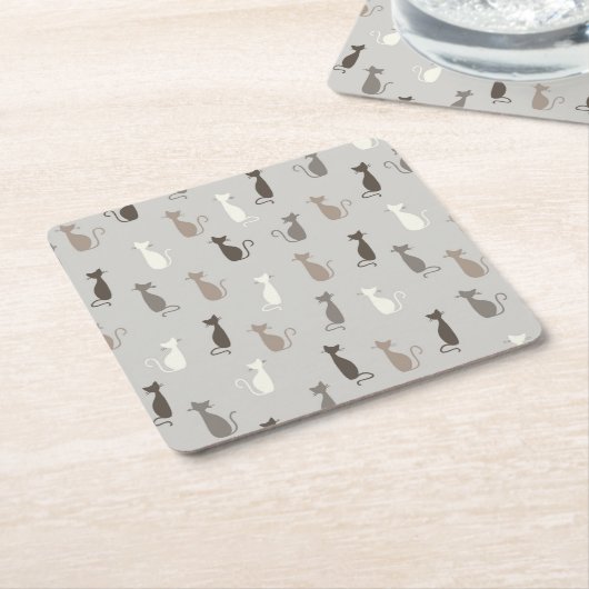Kattenpatroon Kartonnen Onderzetters (Schuin)