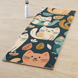 Kattenpatroon met artistieke flair yogamat