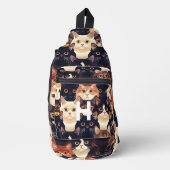 Kattenpatroon, modern, monogram, kat sling bag (Voorkant)