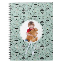 Kattenpatroon Monogram Gepersonaliseerd Foto van u Notitieboek