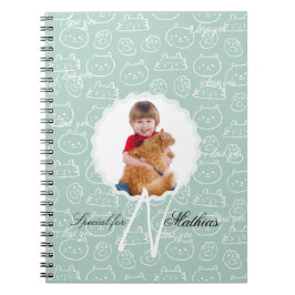 Kattenpatroon Monogram Gepersonaliseerd Foto van u Notitieboek