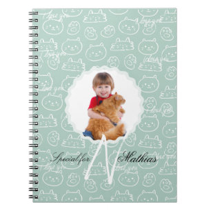 Kattenpatroon Monogram Gepersonaliseerd Foto van u Notitieboek