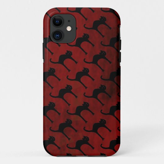 kattenpatroon op rode achtergrond Case-Mate iPhone case (Achterkant)