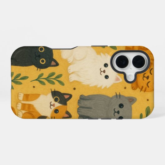 kattenpatroon | Schattige Feline All-Over Print De iPhone 16 Hoesje (Achterkant horizontaal)