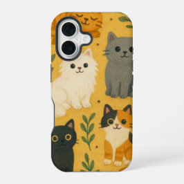 kattenpatroon | Schattige Feline All-Over Print De iPhone 16 Hoesje