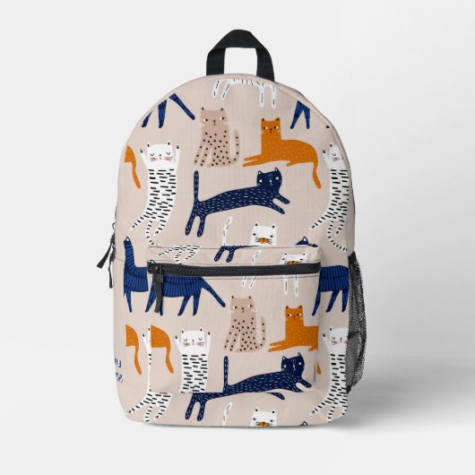 Kattenpatroon Schattigee Hand getrokken Print Kind Bedrukte Rugzak (Voorkant)