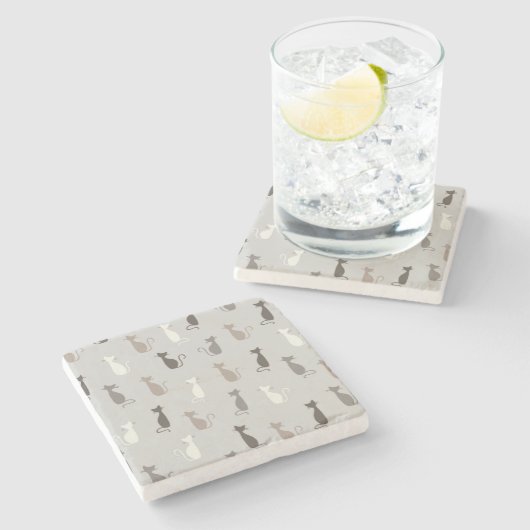 Kattenpatroon Stenen Onderzetter (Zijkant)