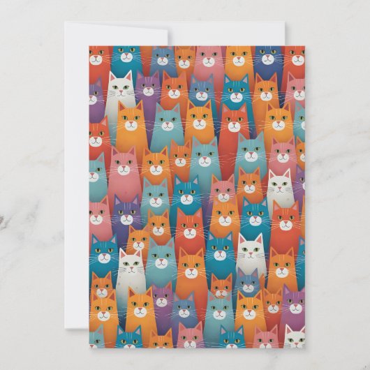 Kattenpatroonontwerp feestdagenkaart (Voorkant)