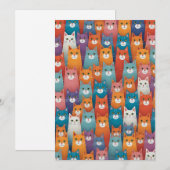 Kattenpatroonontwerp feestdagenkaart (Voorkant / Achterkant)