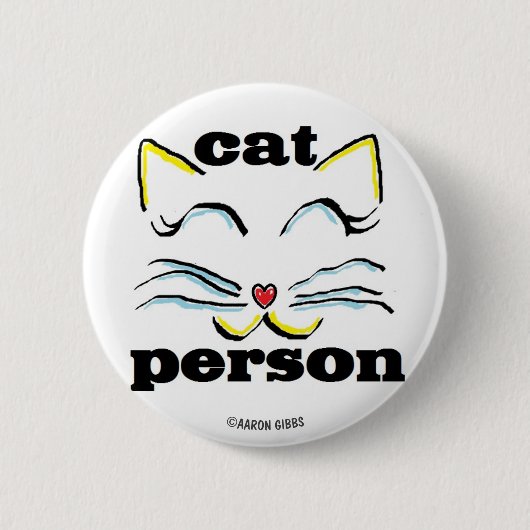 Kattenpersoon Kattenliefhebber Knop Ronde Button 5,7 Cm (Voorkant)