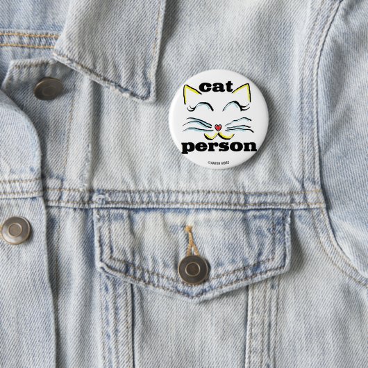 Kattenpersoon Kattenliefhebber Knop Ronde Button 5,7 Cm (In situ)