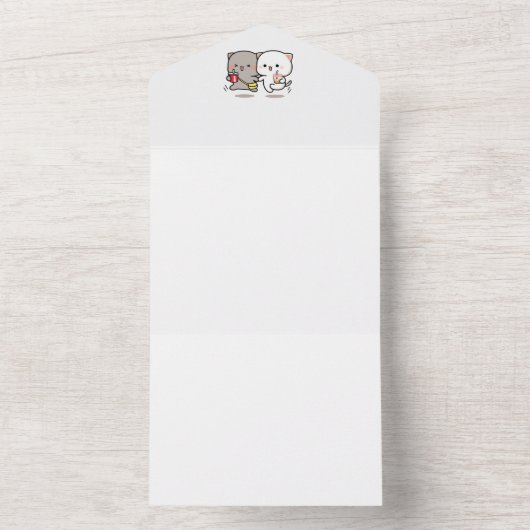 Kattenperziken en -muchi all in one uitnodiging (Binnen)