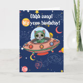 Kattenpiloot & UFO, Koele Buitenruimte, Grappige V Kaart (Voorkant)