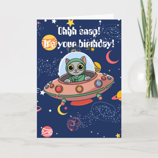 Kattenpiloot & UFO, Koele Buitenruimte, Grappige V Kaart (Voorkant)