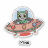 Kattenpiloot & UFO-ruimteschip, Cool Buitenruimte, Sticker (Voorkant)