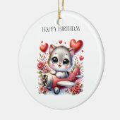 Kattenpiloot verjaardag keramisch ornament (Links)