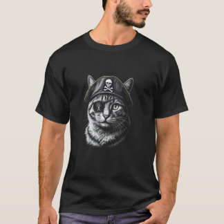 Kattenpiraat Halloween Ooglapje, Kittige Trendy He T-shirt