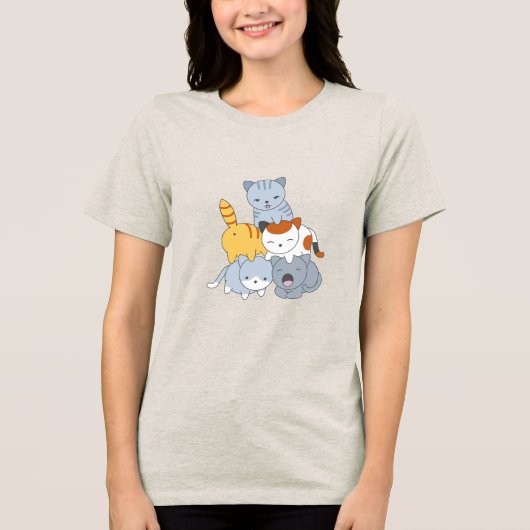 Kattenpiramide - Kattengroep Tri-Blend Shirt (Voorkant)