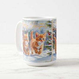 Kattenpitten Mooie Katten In Sneeuw Prettig Kerstf Koffiemok