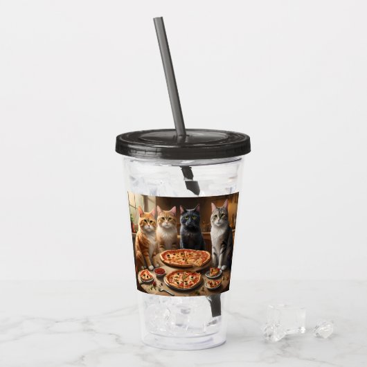 Kattenpizza Avond, Acryl Drinkbeker (Voorkant ijs)