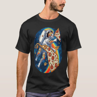 Kattenpizza Ruimtekatter Surfen Pizza Melkweg Ruim T-shirt