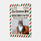 Kattenplaag Van Het Jaar Kerstkrant Metalen Ornament (Voorkant links)