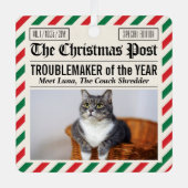 Kattenplaag Van Het Jaar Kerstkrant Metalen Ornament (Voorkant)