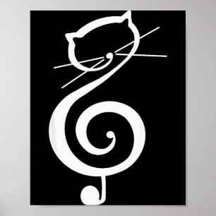 Kattenpoes Drieklank Muziek Sleutel Grappige Kat M Poster