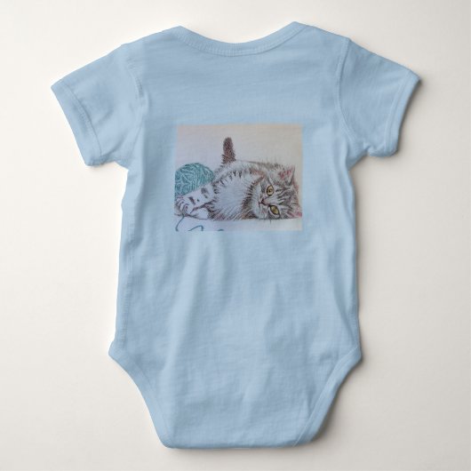 Kattenpoes Moppig Eerste Verjaardag pastel Teken K Romper (Achterkant)