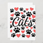 Kattenpokken en rode harten kaart (Voorkant / Achterkant)