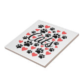 Kattenpokken en rode harten tegeltje (Zijkant)