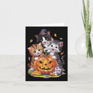 Kattenpompoen Halloween Bloemen Spooky Seizoen Kaart