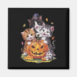 Kattenpompoen Halloween Bloemen Spooky Seizoen Magneet